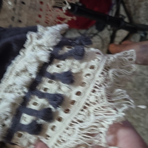 Women's Dark gray and Cream Open cardigan Sweater - Picture 5 of 5